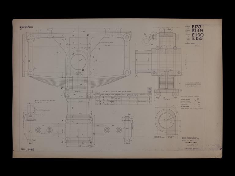 Engineering drawing of Rocket model Trailing axlebox, guide