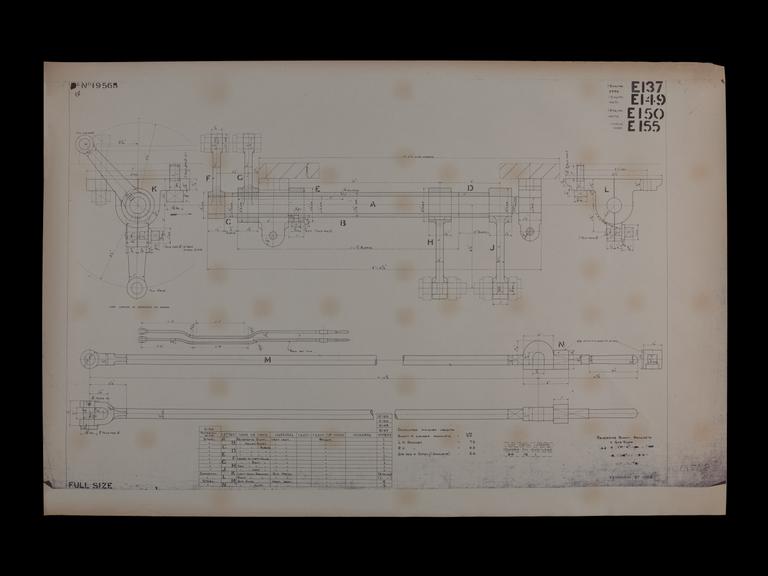 Engineering drawing of Rocket model Reversing shaft