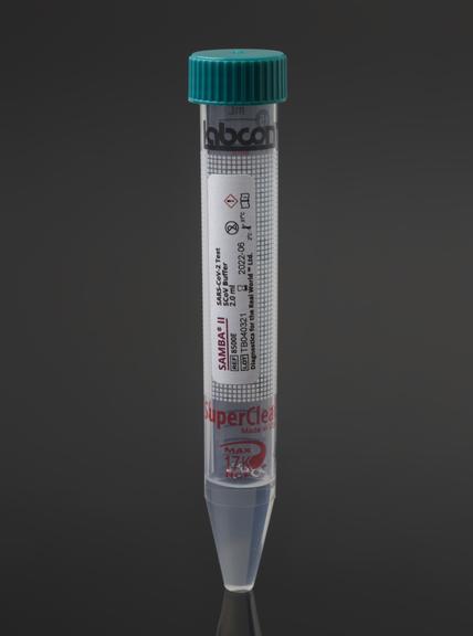 Green topped sample tube containing SAMBA® II SARS CoV-2 Test