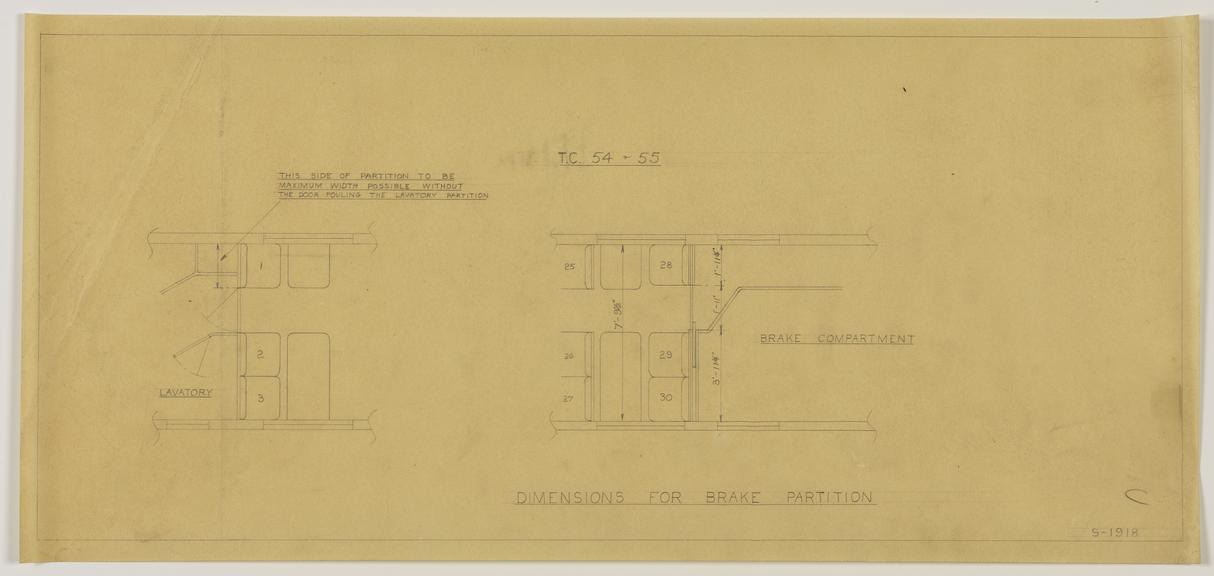 Drawing of Dimensions for Brake Partition. Drawing No