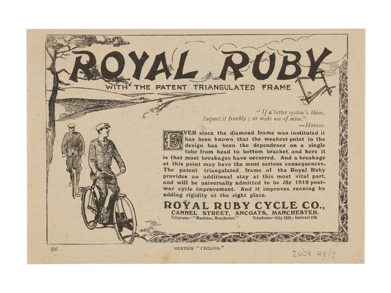 Advertisement - Royal Ruby Cycle Co.