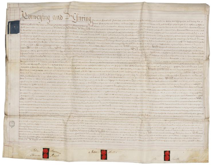 Page 6 of indenture entitled 'Conveyance of Lands in Stockton held by Lease for three Lives under the Bishop of Durham Mr. Reeve Mr. Thomas Smith and Mr. Rutter to Mr Samuel Smith