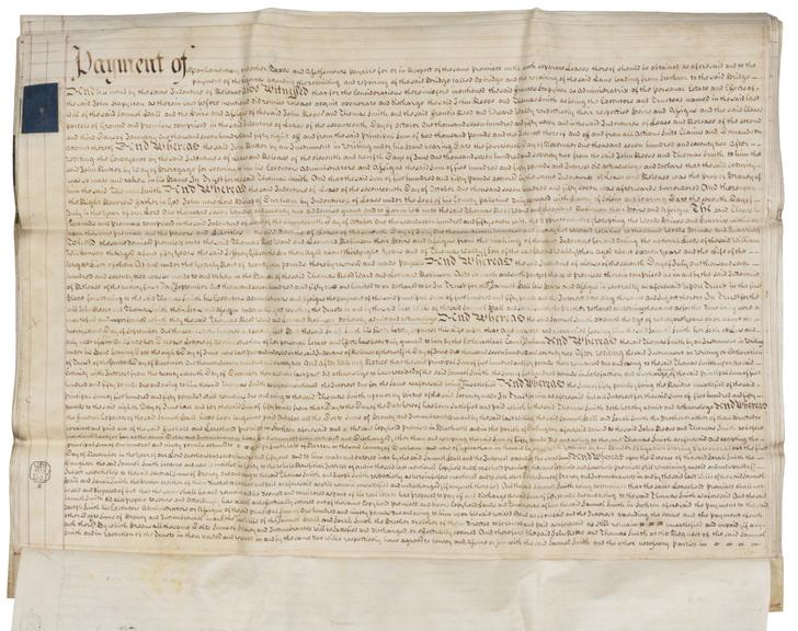 Indenture recording conveyance of land in the County Palatine