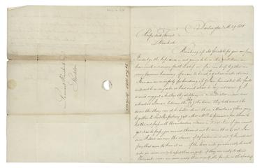 Letter from Edward Pease, Darlington to Leonard Raisbeck, Stockton-upon-Tees