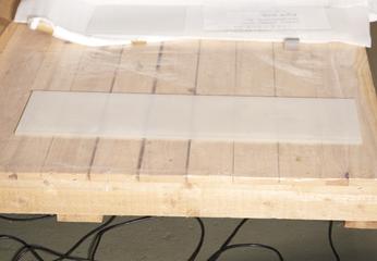 Translucent White Glass Panel From Model Showing the 5 Dock Systems of the Port of London