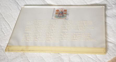 Acrylic Case Label with Coat of Arms, and Descriptions of the Port of London and Model, from Model Showing the 5 Dock Systems of the Port of London