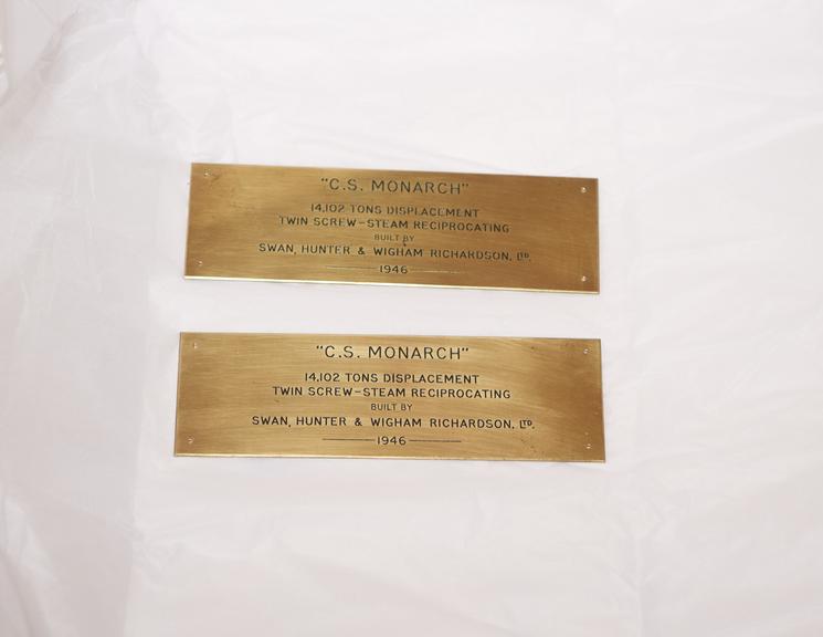 Brass Plaques for Model of Telegraph Ship C.S. 'Monarch'