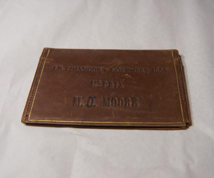 Leather Wallet, Inscribed ‘COURSES DE PARIS À ROUEN / DONNÉ PAR LA / COMPAGNIE PARISIENNE DES VÉLOCIPÈDES