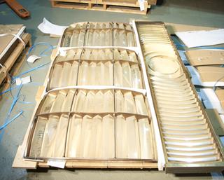 Flat Fresnel Lens Panel and Three Curved Panels for Anvil Point Lighthouse