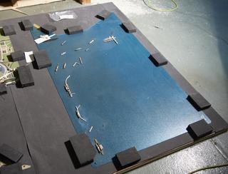 Section of Blue Acrylic not attached to Landmass with Model Vessels, from the Blue Acrylic Layer (See Diagram), from Model Showing the 5 Dock Systems of the Port of London