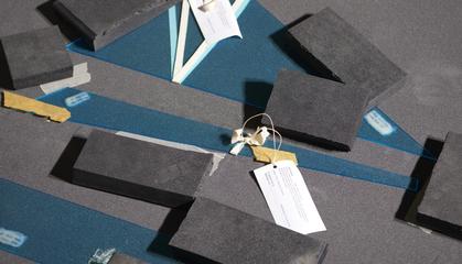 Section of Blue Acrylic Not Attached to Landmass, from the Blue Acrylic Layer (See Diagram), from Model Showing the 5 Dock Systems of the Port of London