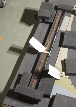 Clear Acrylic Block with Black Painted Chamfered Sides, Denoting a Break in the Model of 14 Miles of Industrial River, from Model Showing the 5 Dock Systems of the Port of London