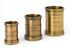 Set of five Lancashire (Local) cylindrical bronze ale standard