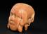 Ivory model of head one half of which depicts a face with skin