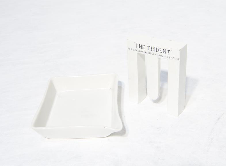 Ceramic 'Trident' Film Weight and Developing Dish for Processing Roll Film