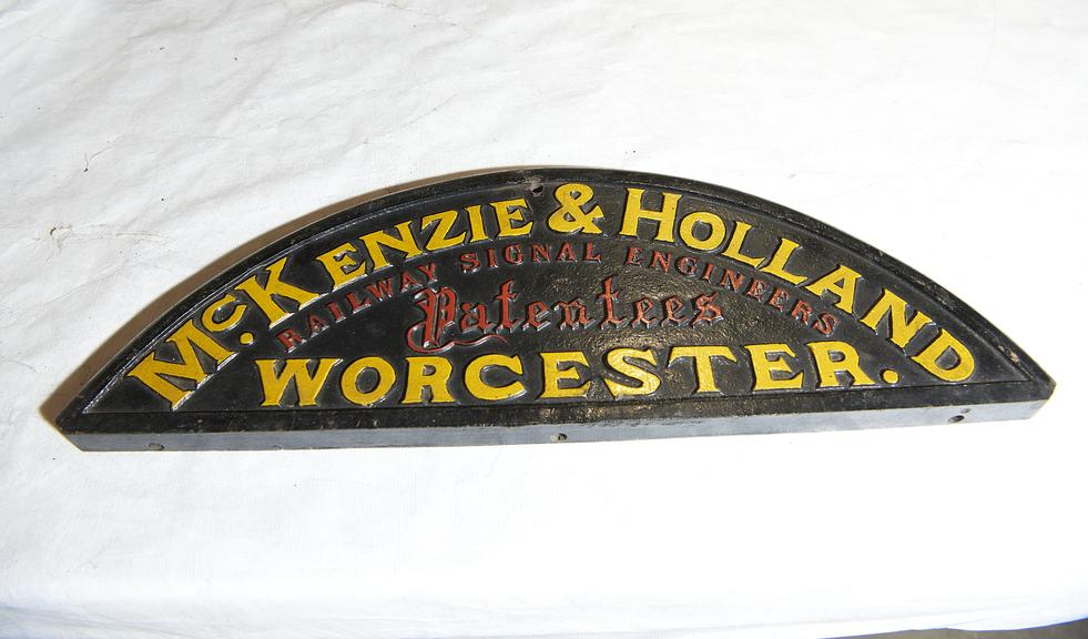 Mckenzie & Holland signal frame maker's plate