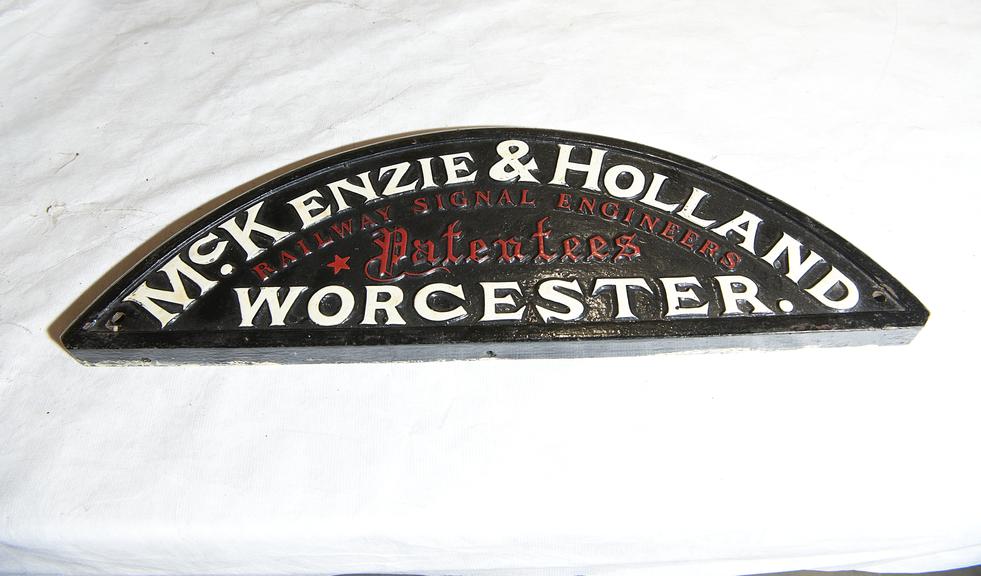 McKenzie & Holland signal frame maker's plate