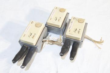 Three thermostat control boxes from the hutch of Beamline 16