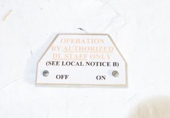 Two warning sings from Beamline 16.5 of the Synchrotron Radiation Laboratory