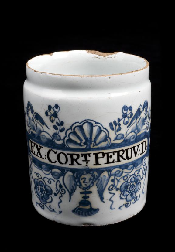 Lambeth delftware pill jar