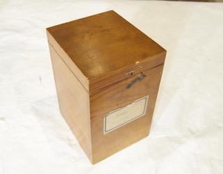 Wooden box for autochrome transparencies. c. 1908