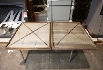 Pair of single sheet moulds and 2 deckles