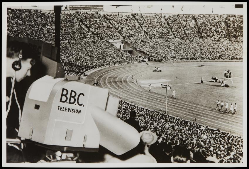 Photograph taken during the televising of the Olympic Games