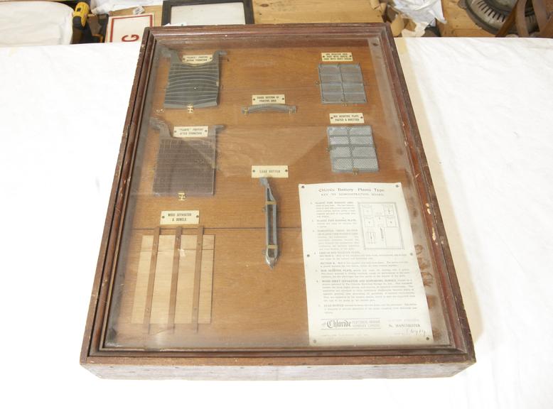 Display Case with Components of Chloride Battery-Plante Type
