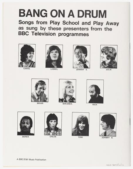 BBC TV 'Play School' sheet music book