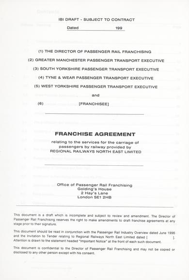 Draft franchise agreement Regional Railways North East.