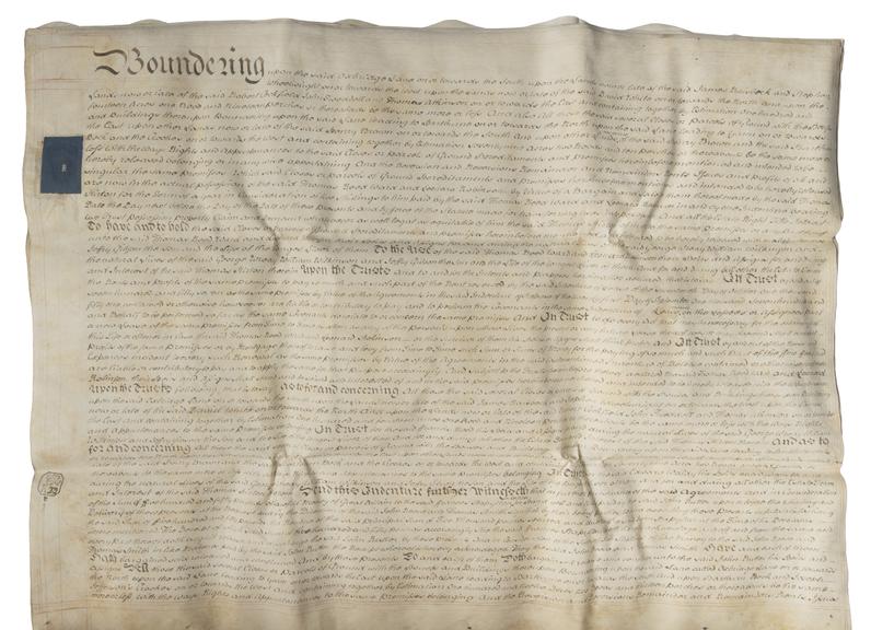 Indenture recording conveyance of land in the County Palatine