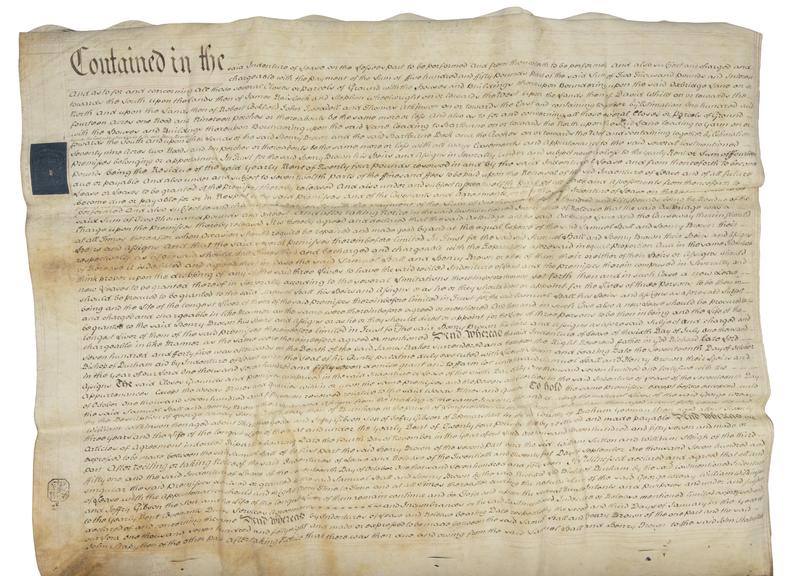 Indenture recording conveyance of land in the County Palatine