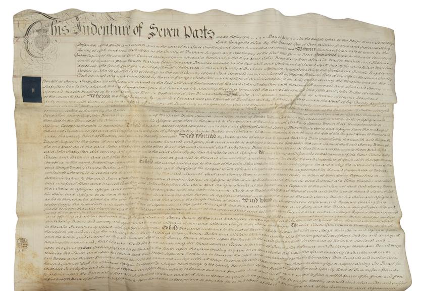 Indenture recording conveyance of land in the County Palatine