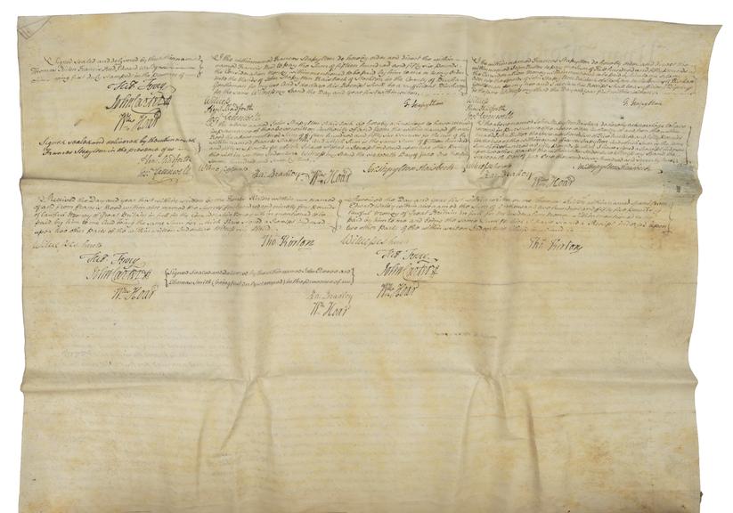 Indenture recording conveyance of land in the County Palatine