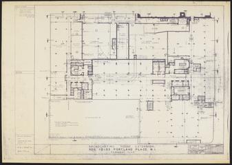 Original builder's plan 'Broadcasting House Extension Basement Plan' for BBC Broadcasting House
