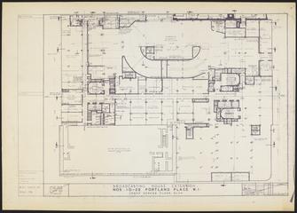 Original builder's plan 'Broadcasting House Extension Lower Ground Floor Plan' for BBC Broadcasting House