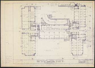 Original builder's plan 'Broadcasting House Extension Ground Floor Plan' for BBC Broadcasting House