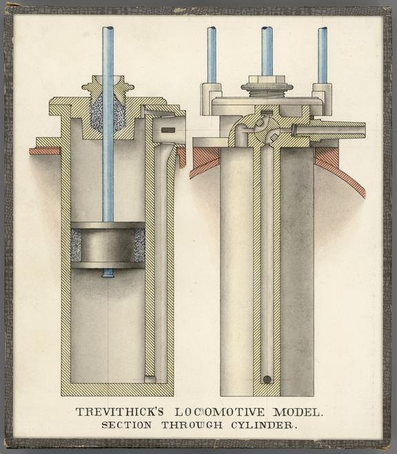 Sectional drawing of cylinder of Trevithicks's  original model