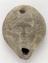 Pottery oil lamp with face carving, from Egyptian tomb, 100-1BC