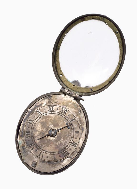 Oval, silver 'Puritan' pocket watch Science Museum Group Collection