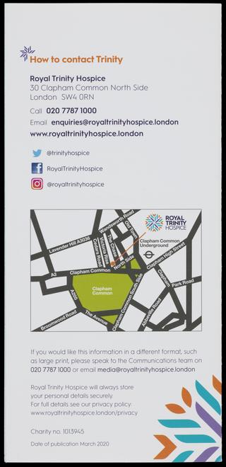 Royal Trinity Hospice leaflet titled ‘What to do when someone dies at home’