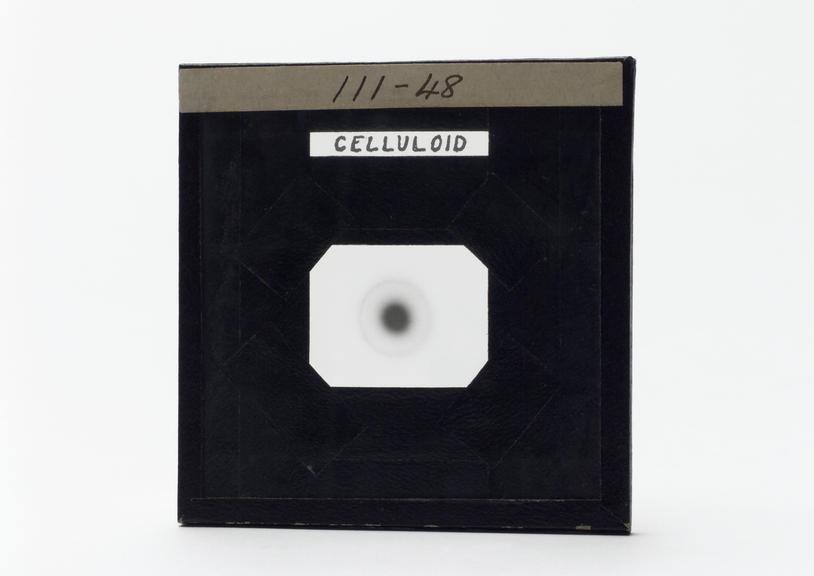 Electron diffraction transmission diapositive of celluloid, 1925-1927 (copy - derivative object; electron diffraction pattern image; diapositive)