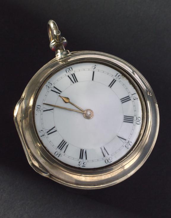 Cylinder watch in silver pair case by Ellicott, London, no