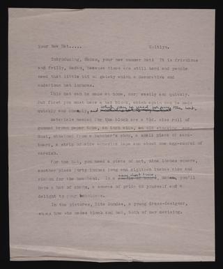 A document of Industry, Hats