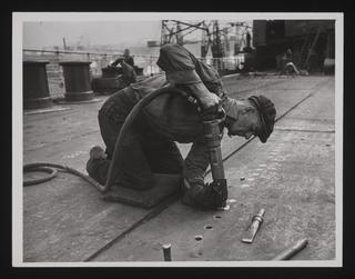 A photographic print of Industry, Shipbuilding, Liners, Queen Elizabeth - Construction