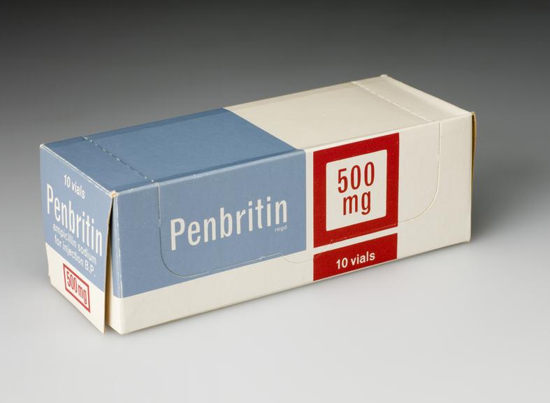 Carton for Penbritin vials (ampicillin), 1976