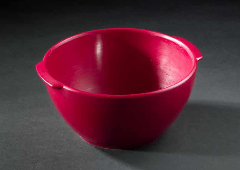 Melaware' plastic bowl, maroon. English c1960-1970