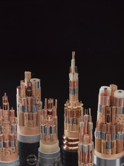 Cable containing six coaxial cores plus interstice, 1880-1962