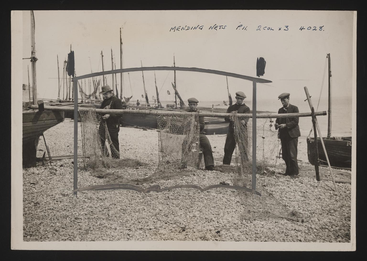 A photographic print of Fishing, Net Making & Repairing & Pellets ...
