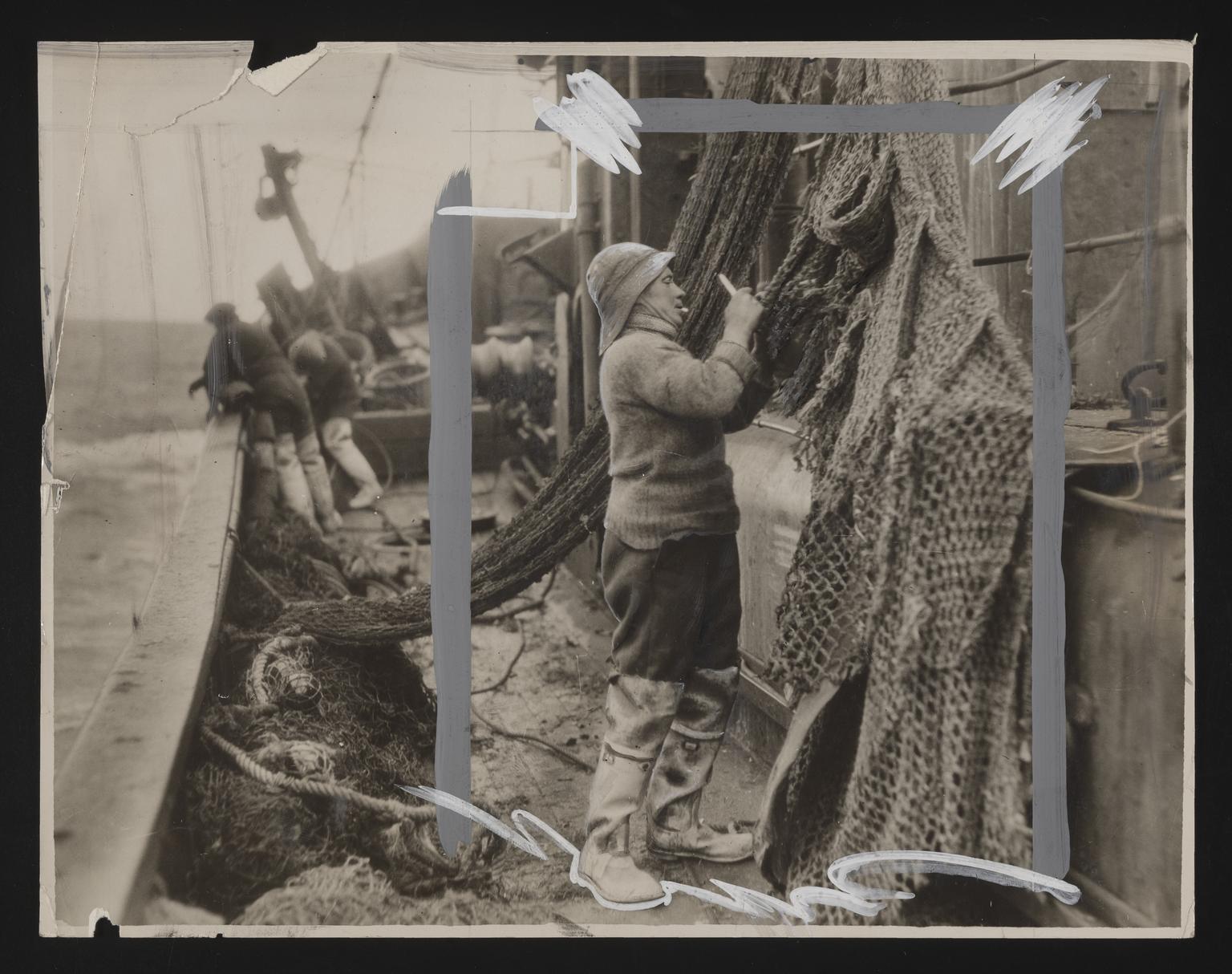 A photographic print of Fishing, Net Making & Repairing & Pellets ...